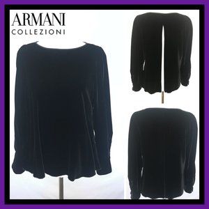 Armani Collezioni Black Velvet Top w/ Back Zip
